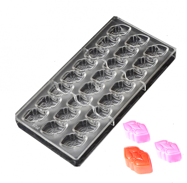 Поликарбонатная форма для шоколада 275*135*24 мм | Двойное Сердце (эконом)