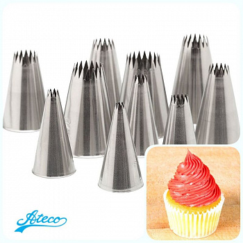 Кондитерская насадка открытая звезда №860-869 от Ateco | Французкая трубочка средний и большой размер