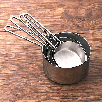 Мерные чашки набор 4 шт из нержавеющей стали для жидких и сухих продуктов | 0.6-250 гр/мл