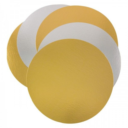 Подложка для торта Золото/Жемчуг 2х сторон. 0.8 мм, Ø 200 мм