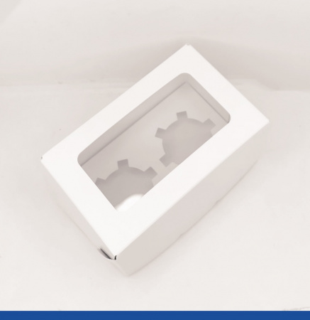 Коробка для 2-х капкейков 16•10•10 см Белая с Окном (сборная) | упак. 5-50 шт